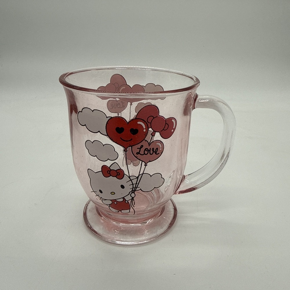 Sanrio Hello Kitty Love Glass Mug 15 oz 443 ml Clear Coffee Tea Cup